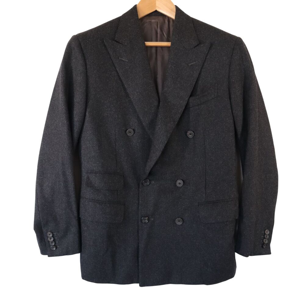 Thom Sweeney Men's 36 (EU46) Double Breasted Wool Blazer Sport Coat Gray Italy